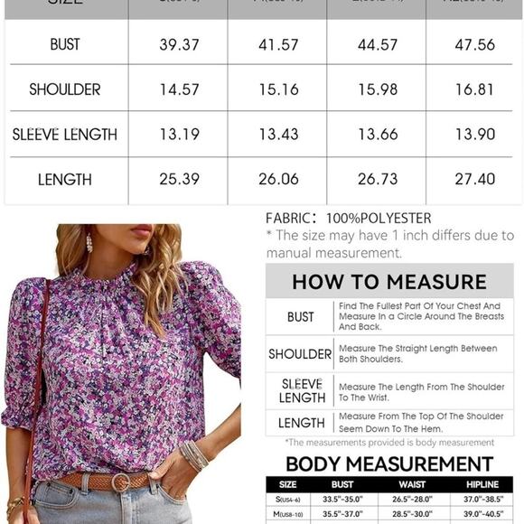 Floral Print Short Sleeve Blouse| Mock Neck with Ruffles - Picture 5 of 7